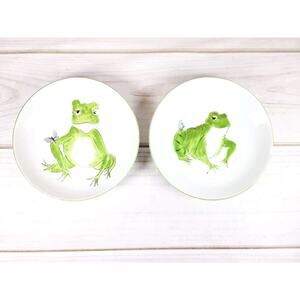 Vintage Frolicking Frogs Porcelain 2 Bowls Taste Setter For amm Japan Lot #204
